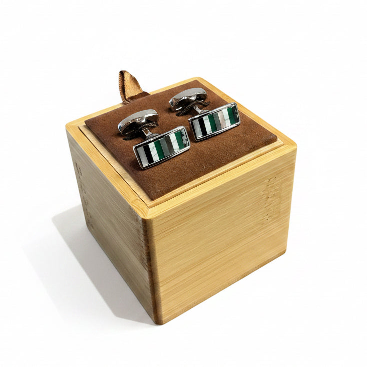 Bocara Cufflinks - Green/White/Black Tiles