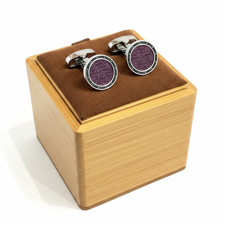 Bocara Cufflinks- Round Purple
