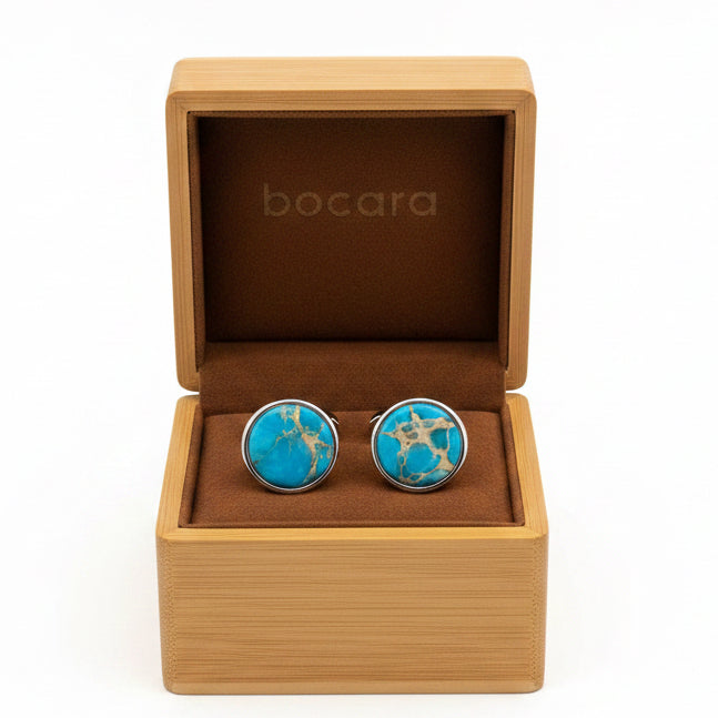 Bocara Cufflinks - Rhodium w/ Imperial Stone