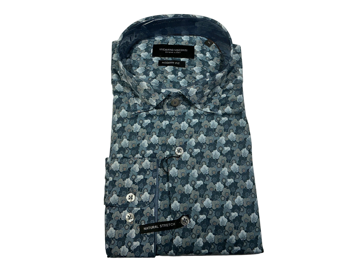 Luchiano Visconti Long Sleeve Floral Shirt