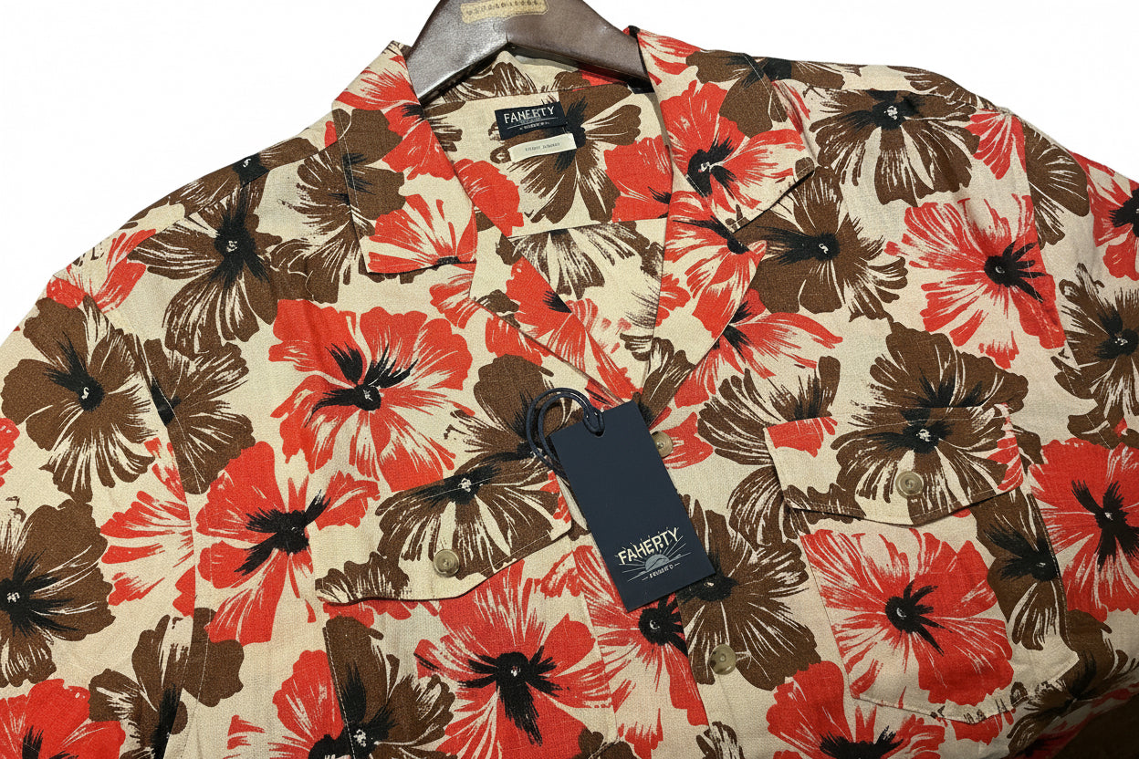 Faherty Short Sleeve Floral Linen Shirt