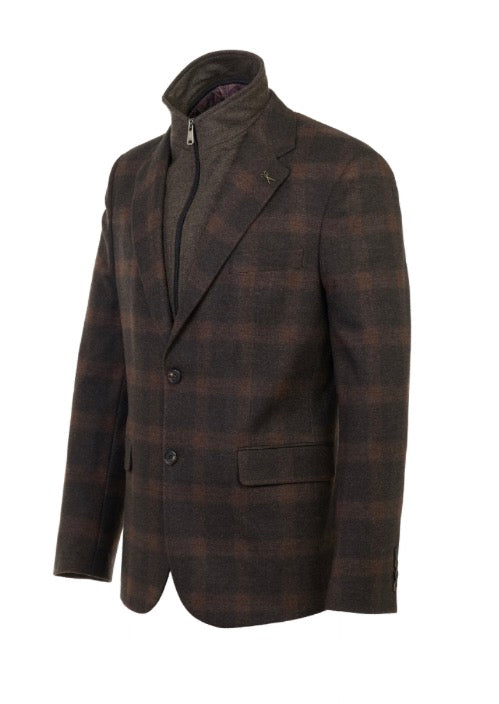 Luchiano Visconti Hybrid Wool-Touch Melange Brown Travel Blazer
