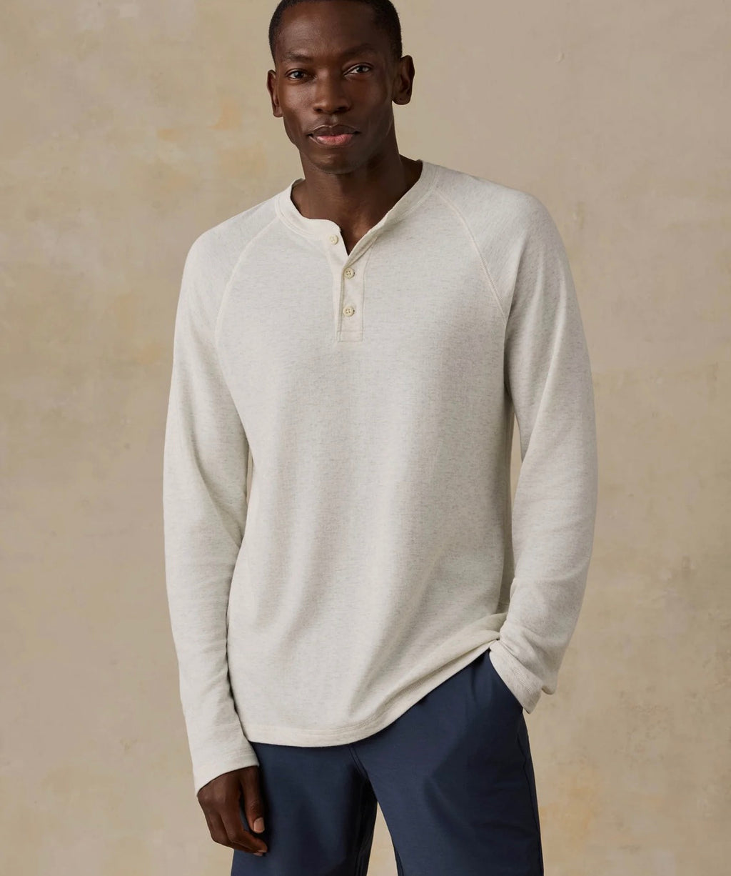 Faherty Long-Sleeve Cloud Henley - Snow Heather