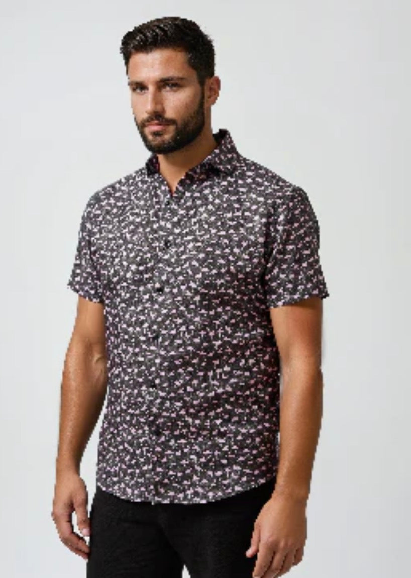 Stone Rose - BLACK FLAMINGO AFFAIR LINEN SHIRT