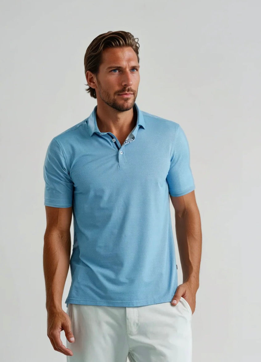 Stone Rose Apex - Aqua Birdseye Polo