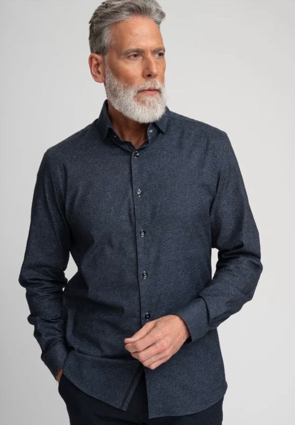 Stone Rose Nova - Dark Denim Vine Micro Print Shirt