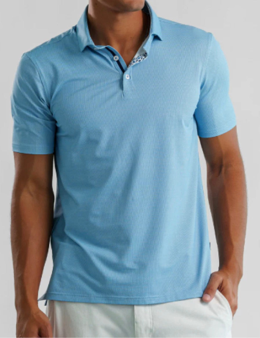 Stone Rose Apex - Aqua Birdseye Polo