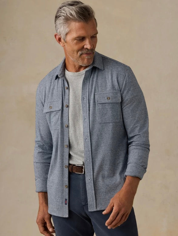 Faherty Legend™ Sweater Shirt - Navy Cream Pincheck