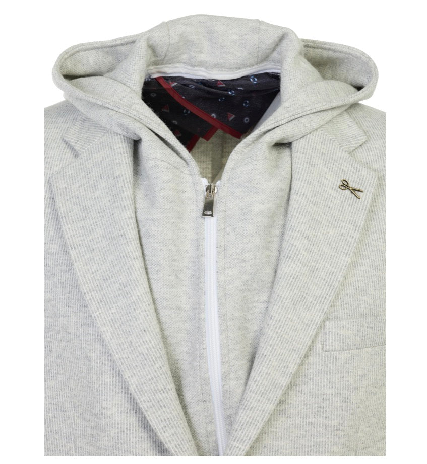 Luchiano Visconti Merino Grey Sport Coat with Detachable Hood