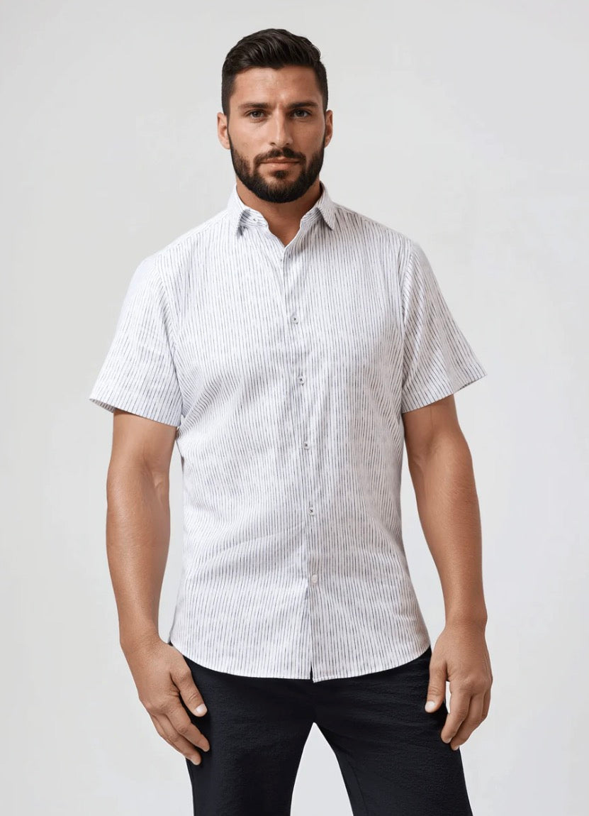 Nova - White Striped Stretched Shirt