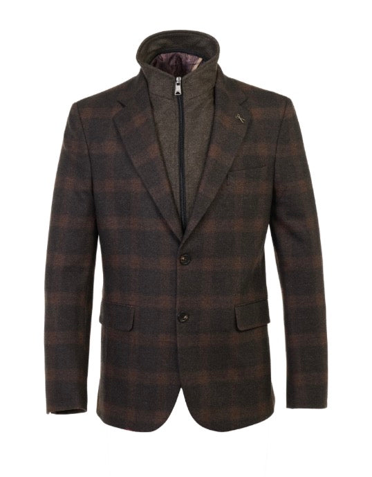Luchiano Visconti Hybrid Wool-Touch Melange Brown Travel Blazer
