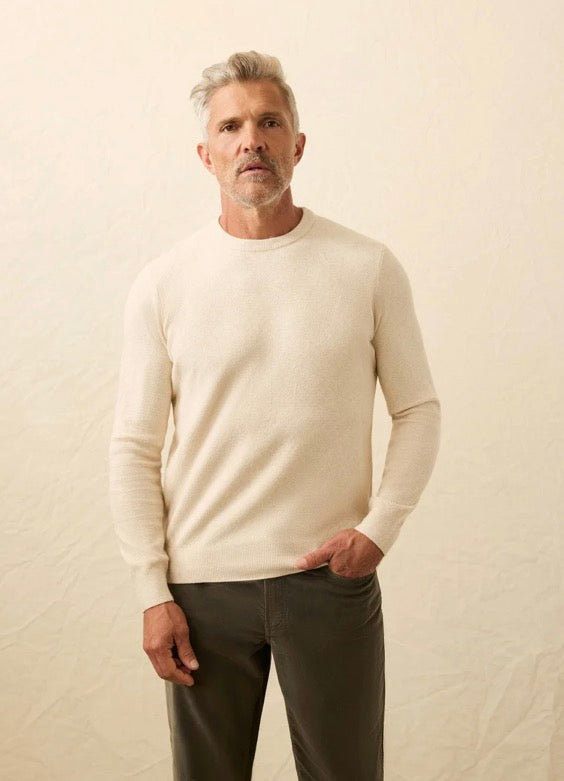 Faherty Jackson Crew Sweater - Ivory Sky Feeder