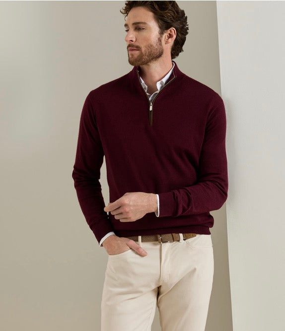 Peter Millar Autumn Crest Suede Trim Quarter-Zip