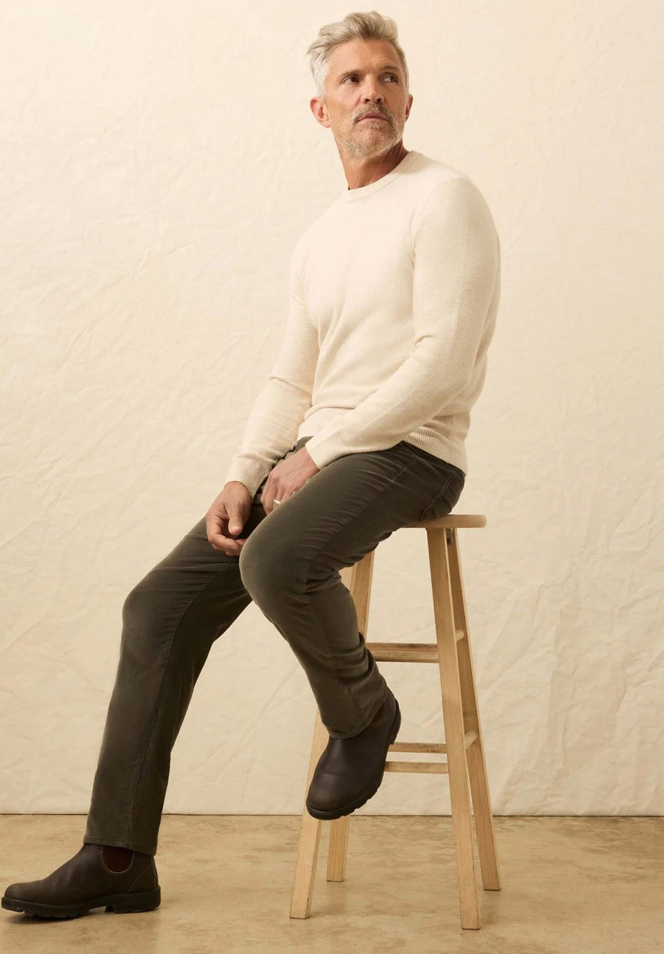 Faherty Jackson Crew Sweater - Ivory Sky Feeder