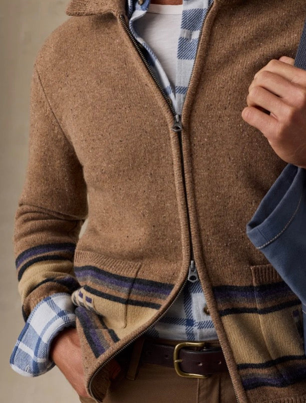 Faherty Blanket Stripe Zip Sweater