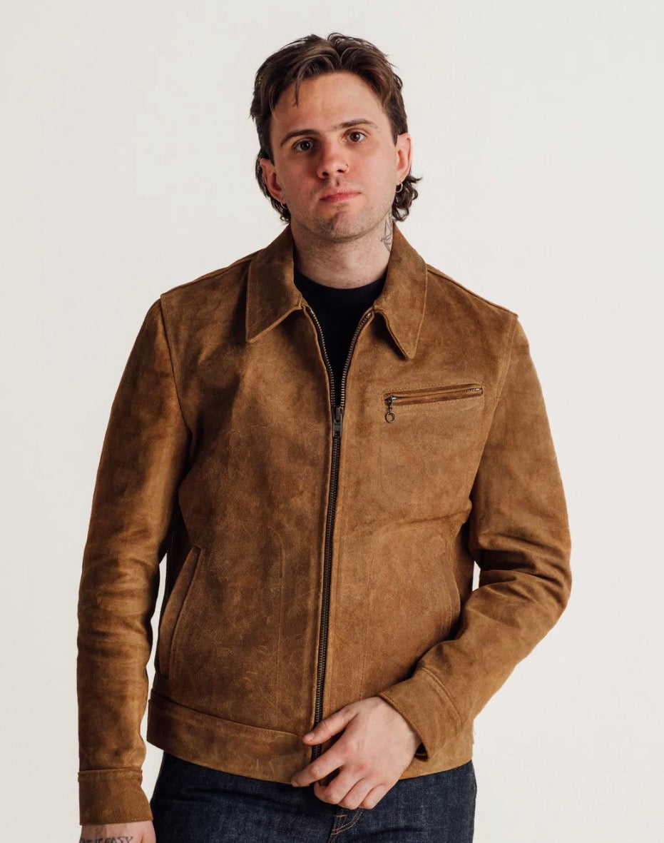Schott Bros. “DUKE" Suede Unlined Rough Out Cowhide Jacket