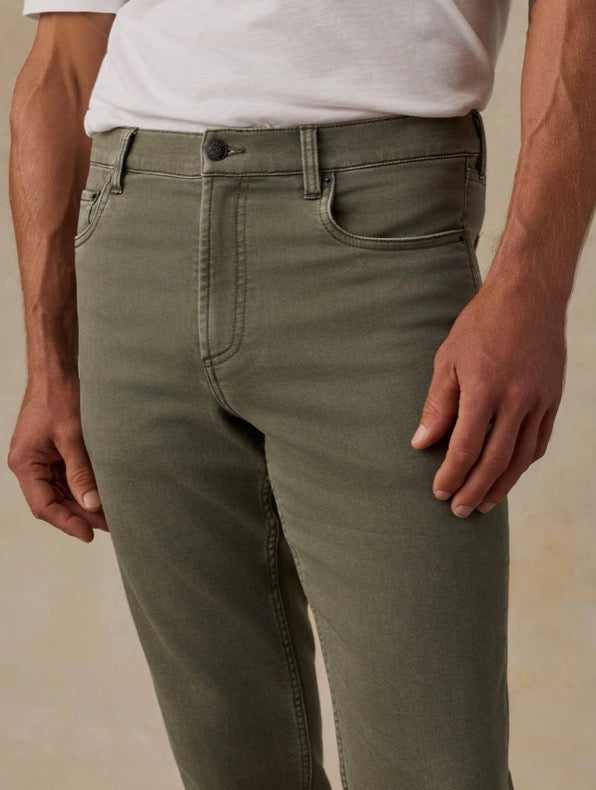 Faherty Stretch Terry 5-Pocket Pant - Island Olive