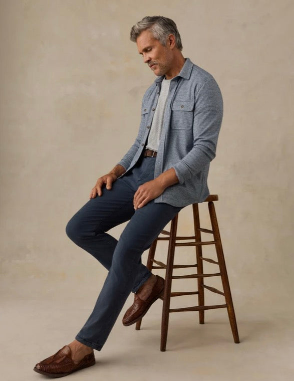 Faherty Legend™ Sweater Shirt - Navy Cream Pincheck