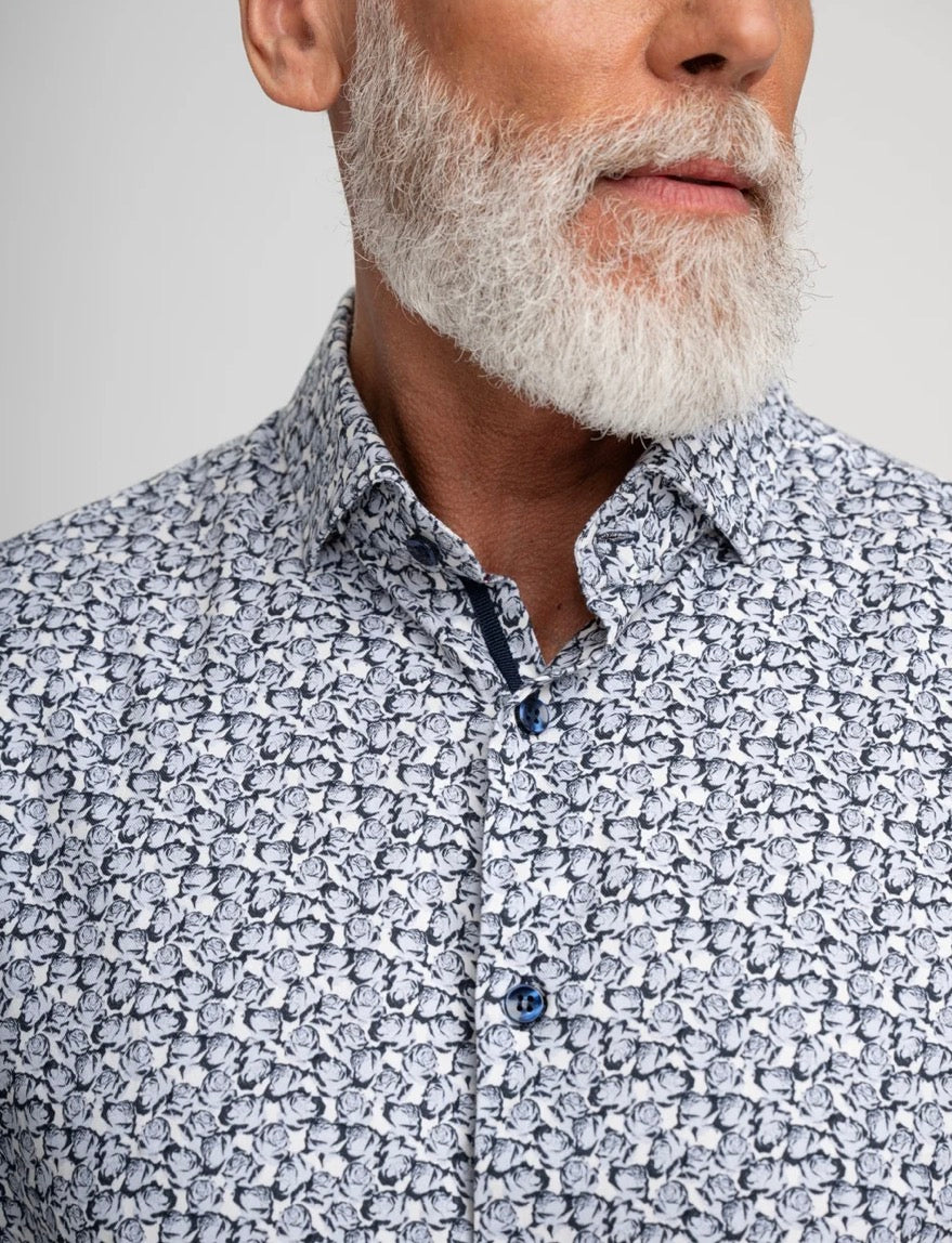 Stone Rose Nova - Light Beige Micro-Floral Shirt