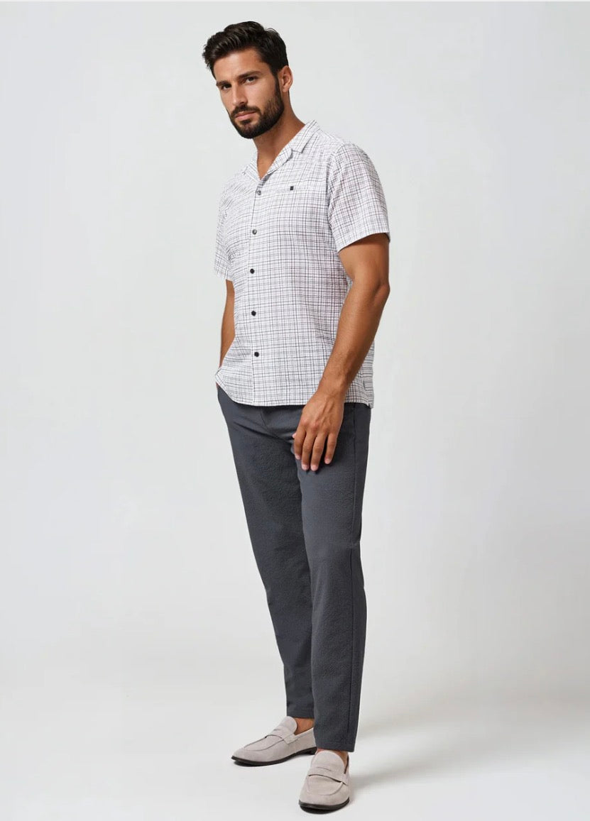Stone Rose Boardwalk - Seersucker White Check Shirt