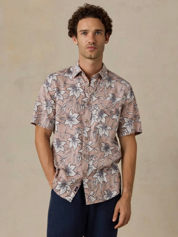 Faherty Short-Sleeve Breeze Shirt - Cloud Rust Lotus