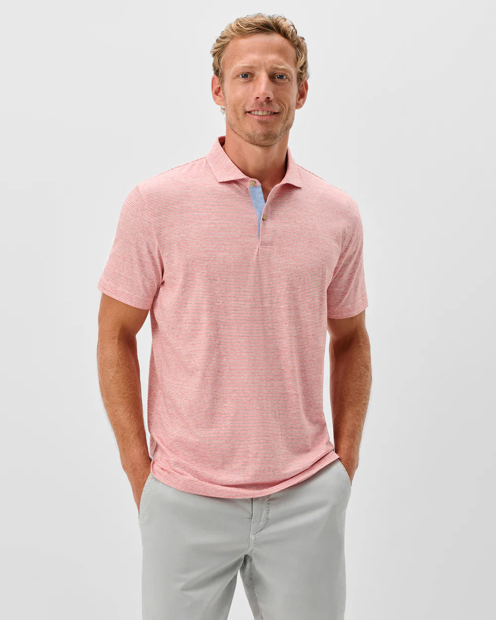 Johnnie-O Slub Cotton Blend Polo - Thatcher Stripe