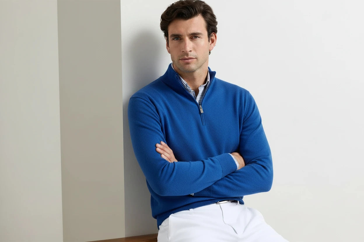 Peter Millar Autumn Crest Suede Trim Quarter-Zip